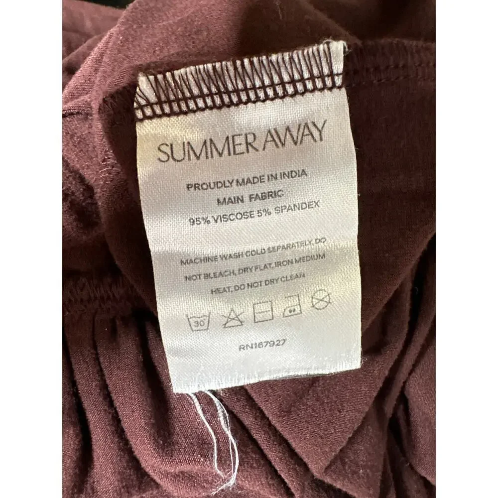 Summer Away Patmos Dress Sleeveless Ruched Drop Waist Maxi Dark Walnut Brown XS - Picture 7 of 8